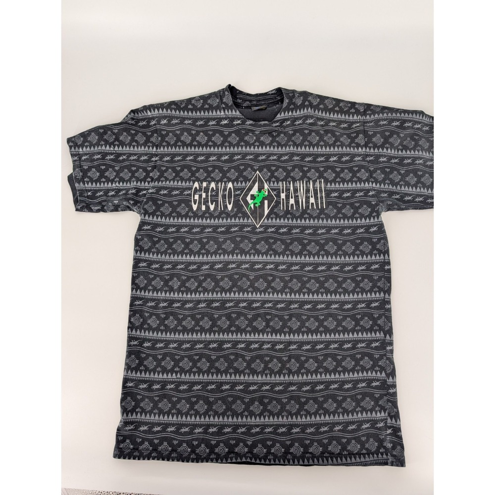 90s Gecko Hawaii Mens T Shirt Sz L All Over Print Lizard Graphic Tee Made in USA
